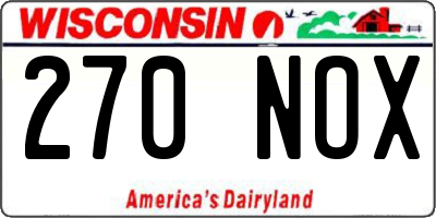 WI license plate 270NOX