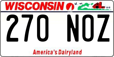 WI license plate 270NOZ