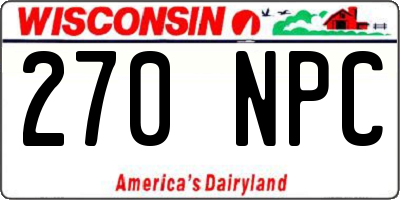 WI license plate 270NPC