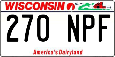 WI license plate 270NPF