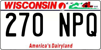 WI license plate 270NPQ