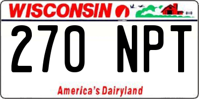 WI license plate 270NPT