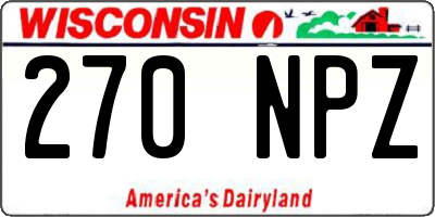 WI license plate 270NPZ