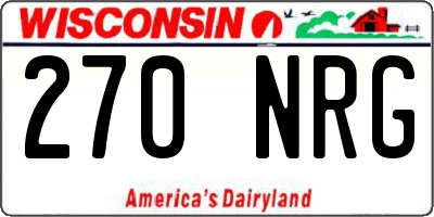 WI license plate 270NRG