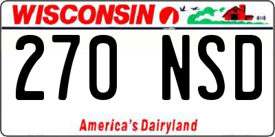 WI license plate 270NSD
