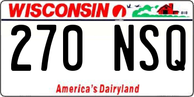 WI license plate 270NSQ