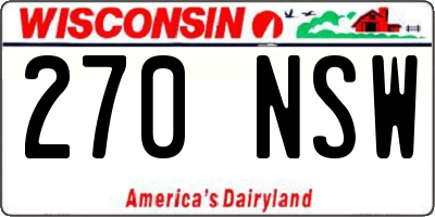 WI license plate 270NSW
