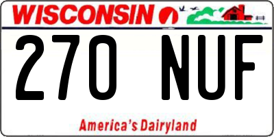 WI license plate 270NUF