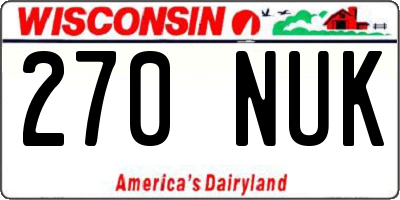 WI license plate 270NUK