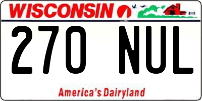 WI license plate 270NUL