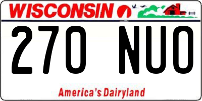 WI license plate 270NUO