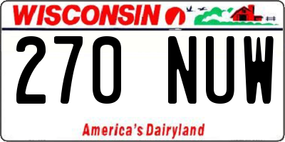 WI license plate 270NUW