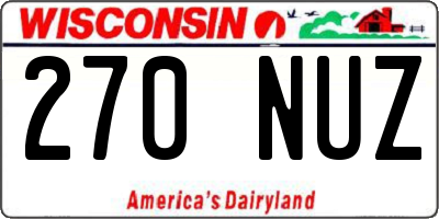 WI license plate 270NUZ