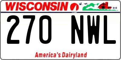 WI license plate 270NWL