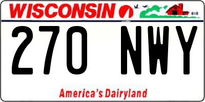 WI license plate 270NWY