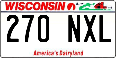 WI license plate 270NXL