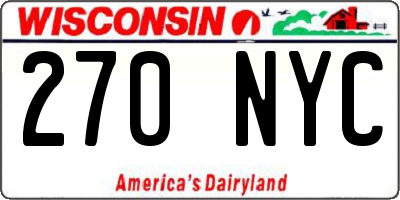 WI license plate 270NYC