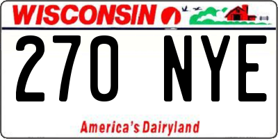 WI license plate 270NYE