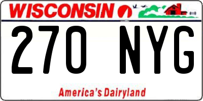 WI license plate 270NYG