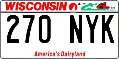 WI license plate 270NYK