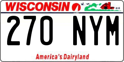 WI license plate 270NYM