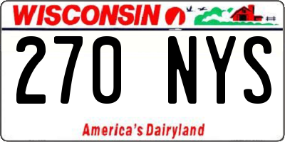 WI license plate 270NYS