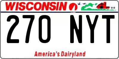 WI license plate 270NYT