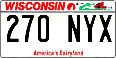 WI license plate 270NYX