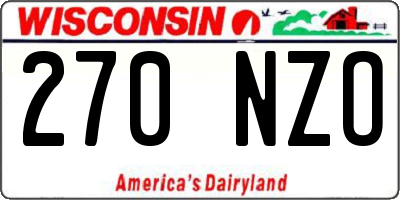 WI license plate 270NZO