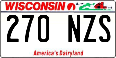WI license plate 270NZS