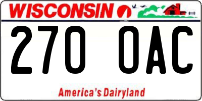 WI license plate 270OAC