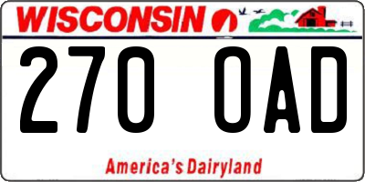 WI license plate 270OAD
