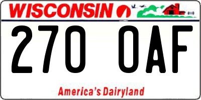 WI license plate 270OAF