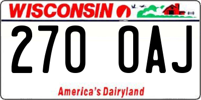 WI license plate 270OAJ