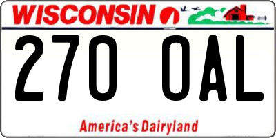 WI license plate 270OAL
