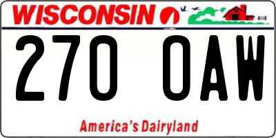 WI license plate 270OAW