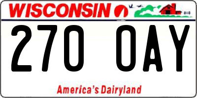 WI license plate 270OAY