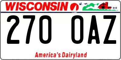 WI license plate 270OAZ