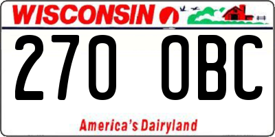 WI license plate 270OBC