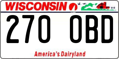 WI license plate 270OBD