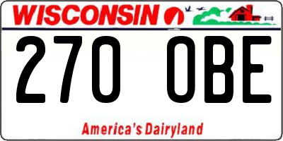 WI license plate 270OBE