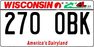 WI license plate 270OBK