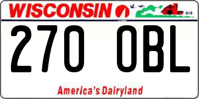 WI license plate 270OBL