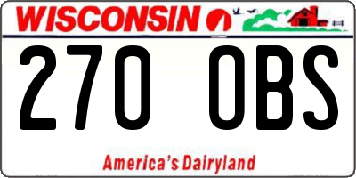 WI license plate 270OBS