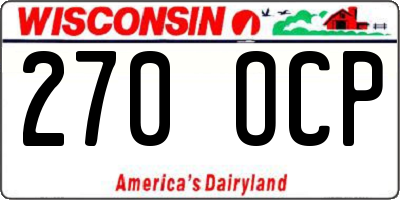 WI license plate 270OCP