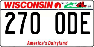 WI license plate 270ODE