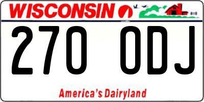 WI license plate 270ODJ
