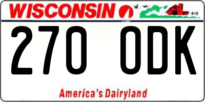 WI license plate 270ODK