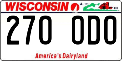 WI license plate 270ODO