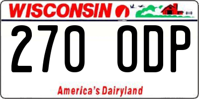 WI license plate 270ODP